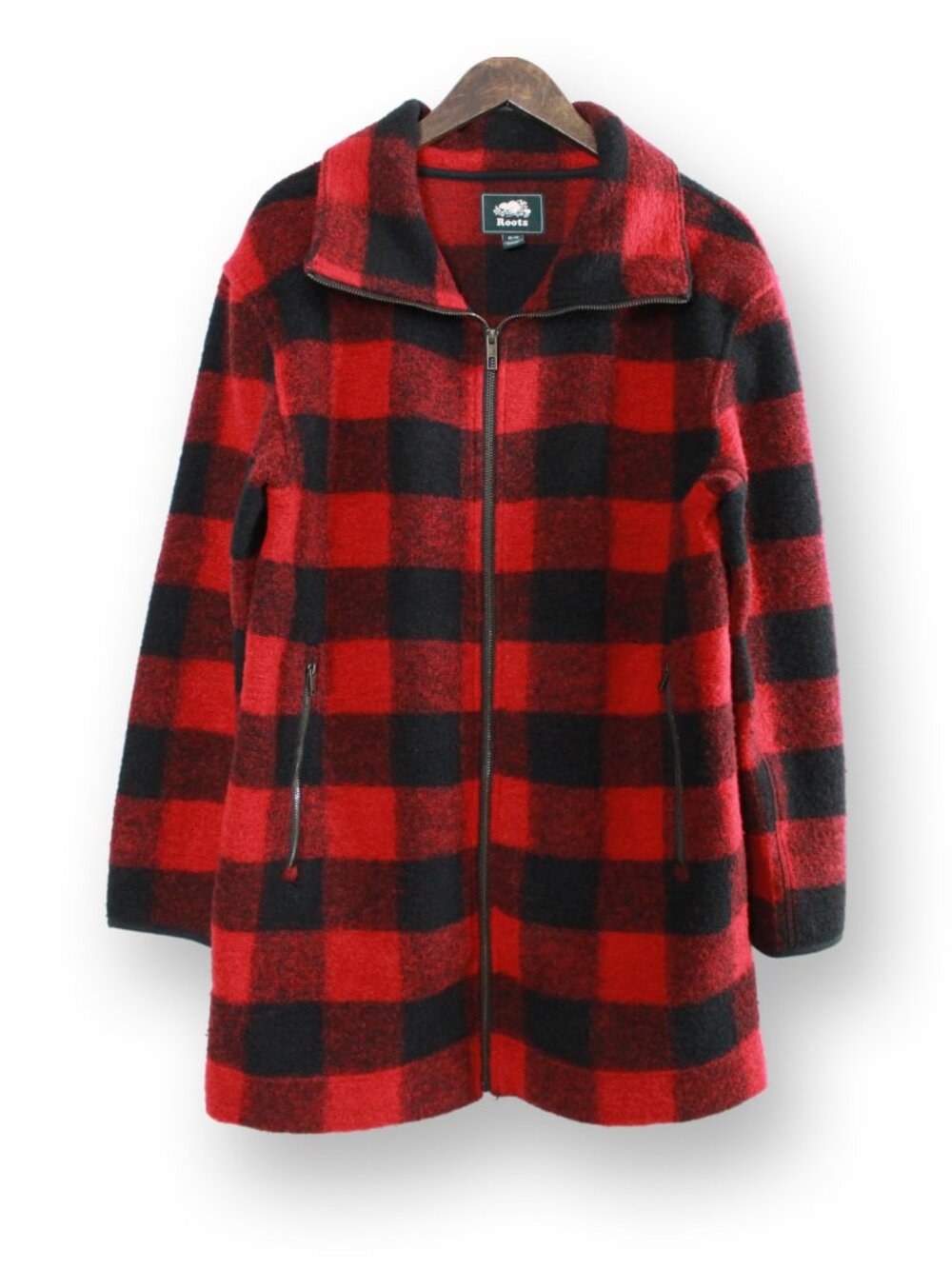 Roots Seymour Wool Blend Buffalo Plaid Zip Up Jacket Women’s M
